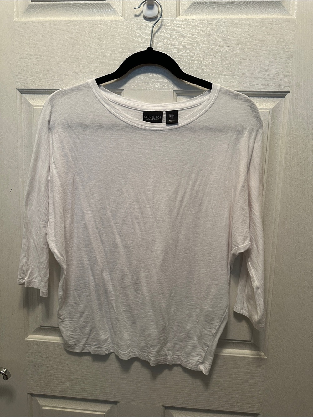 Rachel Zoe White 3/4 Long Dolman Sleeve Sleeve Crewneck Tee